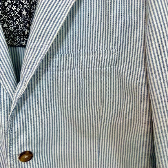 Men's NWOT Tommy Hilfiger Twill Sports Coat in White & Blue Stripe, Size M - Picture 7 of 14
